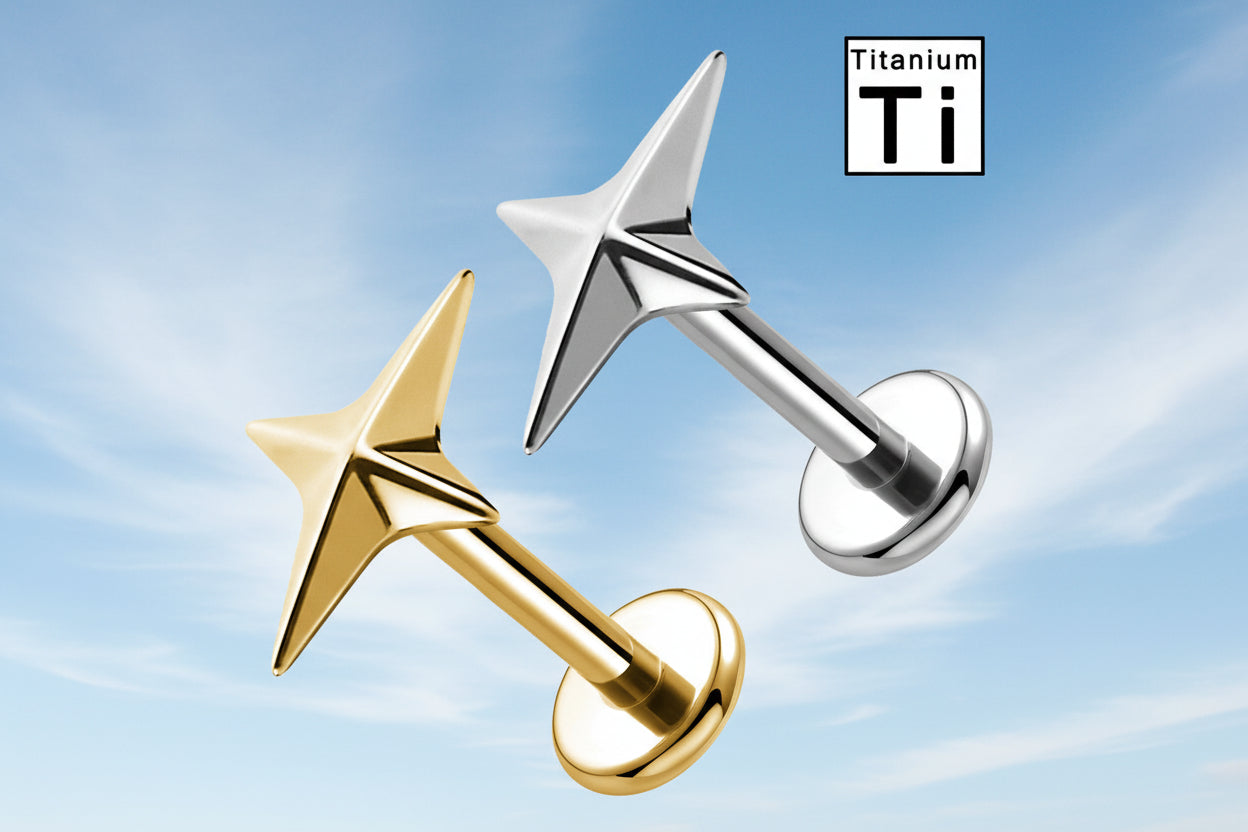 Piercing Labret in Titanio con Stella Filettatura Interna