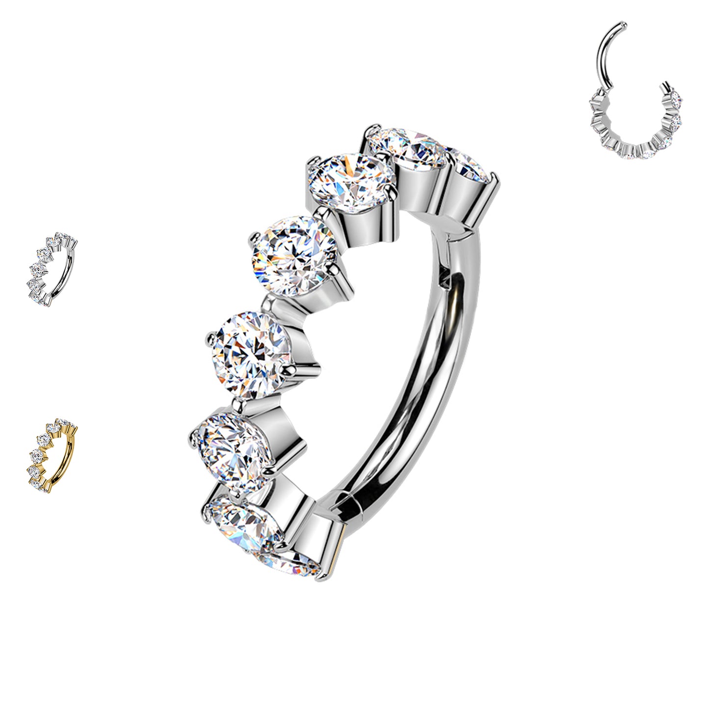 Piercing Cerchio Clicker con Cristalli in acciaio