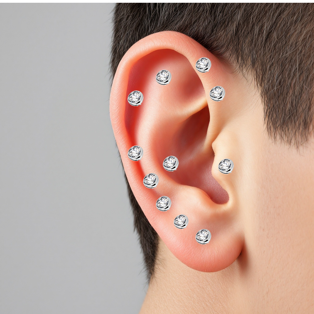 piercing labret in titanio punto luce