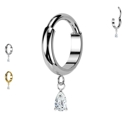 Piercing Cerchio Clicker con Pendente a Goccia con Cristallo