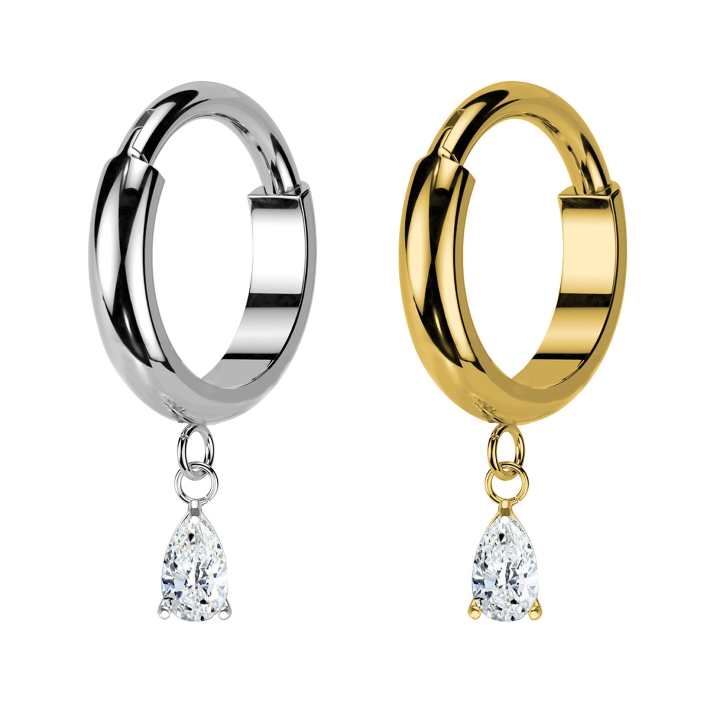 Piercing Cerchio Clicker con Pendente a Goccia con Cristallo