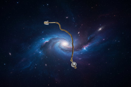 Orecchino a catenella con pendente a perla