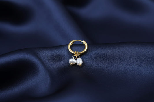 Orecchino cerchio Clicker con due perle deformate