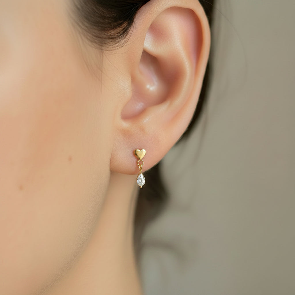 Piercing Labret in Titanio con Cristallo a Forma di Cuore