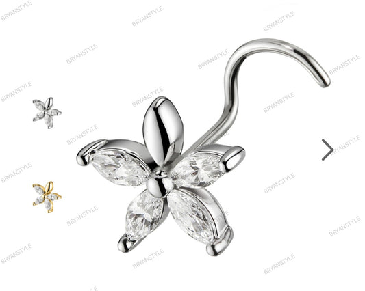 Stud Naso con Cristalli a Forma di Fiore